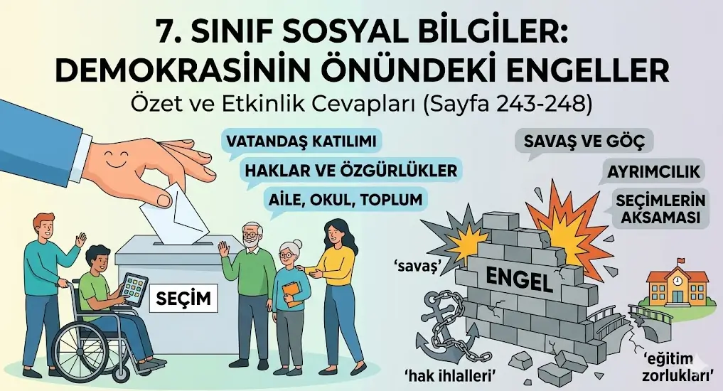 7. Sınıf Sosyal Bilgiler Demokrasinin Önündeki Engeller Cevapları (Sayfa 243-248)